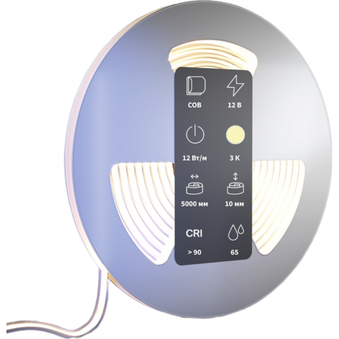 Светодиодная лента MAYTONI 24В COB 12Вт/м 3000К 5м IP 65 201078 Светодиодная лента MAYTONI 24В COB 12Вт/м 3000К 5м IP 65 201078