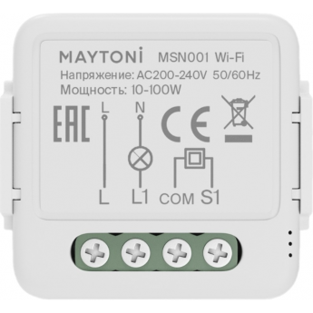 Wi-Fi выключатель MAYTONI MSN001 одноканальный (без нуля) Wi-Fi выключатель MAYTONI MSN001 одноканальный (без нуля)